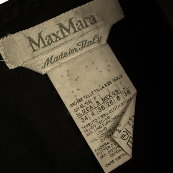 MaxMara Max Mara Black Solid Pencil Skirt Italy Size 4 Zip Stripe Pattern Linen - Picture 3 of 5